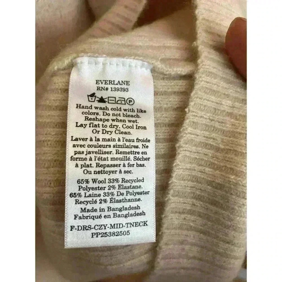 NWT Everlane Women's Beige Wool Blend Stretch Turtleneck Dress Small, Relax Fit - Picture 11 of 12